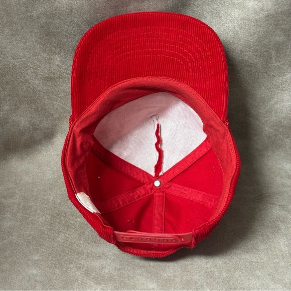 Vintage Red Corduroy “Over the hill” Strapback Trucker Hat Cap - Picture 5 of 6
